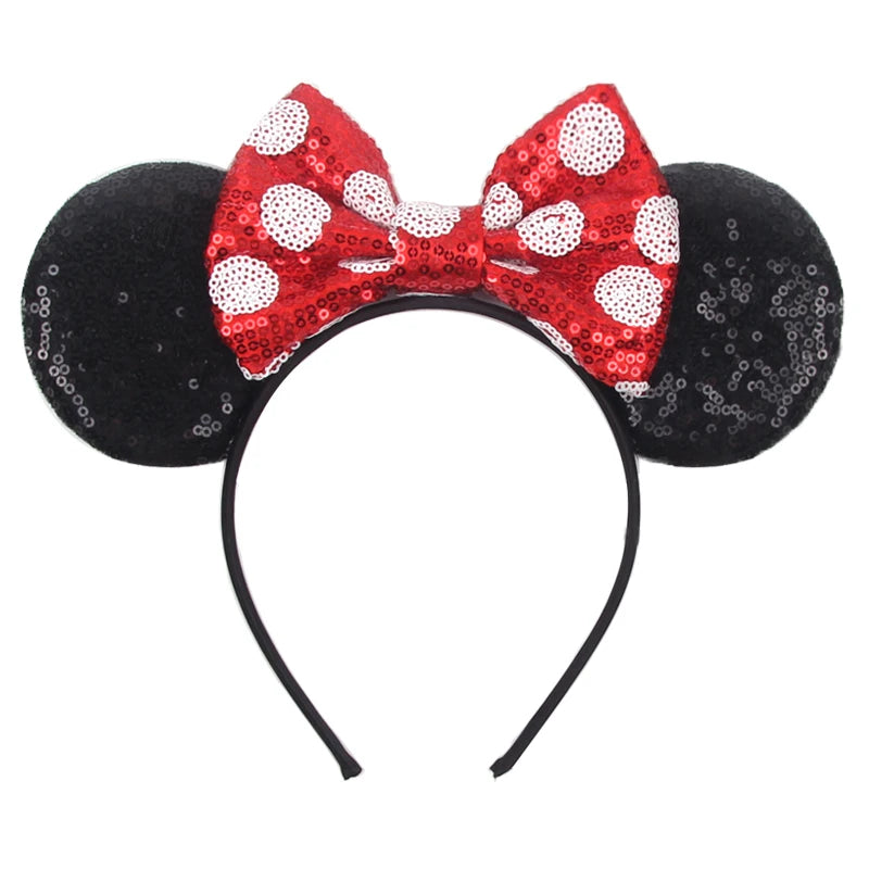 New Christmas Halloween Mouse Ears Headband Cartoon Sequin Bows Headband Birthday Party Princess Cosplay Costume For Women Ad