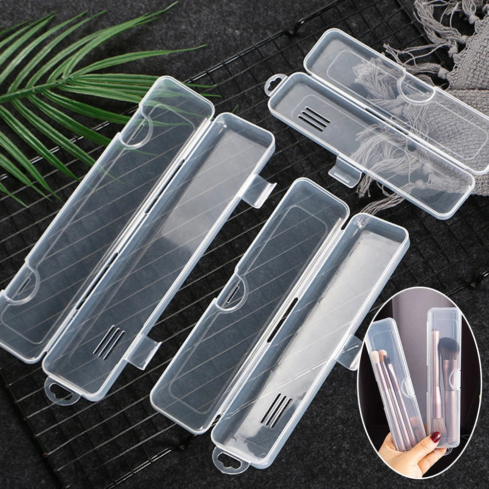 Transparent Plastic Storage Box Organizer Stickers Box Desktop Container Portable Plastic Clear Box Art Tool Case Stationery