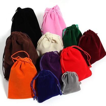 5-10pcs/lot Color Velvet Drawstring Bag Multi-size Packing Sachet for Jewelry Candy Storage Display Festival Gift Packing Pou