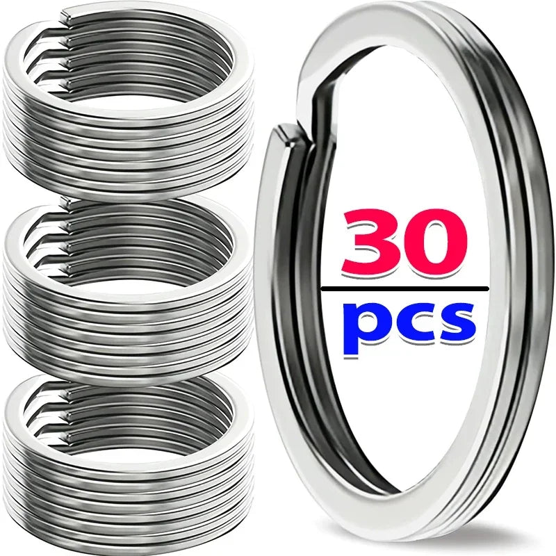 10-30pcs Stainless Steel Key Rings Polished Silver Round Flat Wire Split Key Ring for Jewellery Making Car Keyring DIY 25-35m