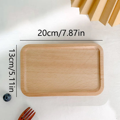 Wheat Stalk Tray Tableware Round Dessert Plate Japanese-Style Durable Heat Resistant Tray Coffee Tea Solid Wood Plate Tray - 