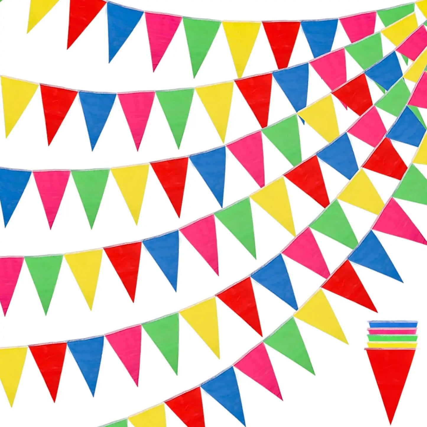25m Colorful Pennant Banner Flags Birthday Bunting Banner Opening Wall Hanging Outdoor Event Classroom Party Garland Home Dec