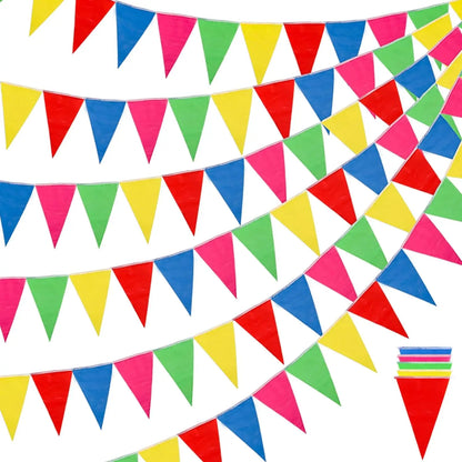25m Colorful Pennant Banner Flags Birthday Bunting Banner Opening Wall Hanging Outdoor Event Classroom Party Garland Home Dec