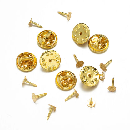 100pc Metal Locking Pin Back Brooch Badge Holder Lapel Base For DIY Jewellery Material Making Supply Craft Accessories Handma