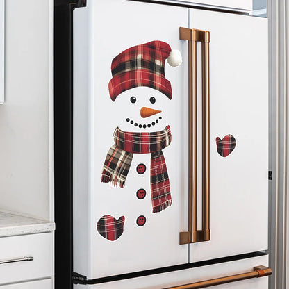 Cartoon Splicing Christmas Snowman Wall Sticker New Year Fridge Decor Mural Self-adhesive Festival Decoration Beautify Decals