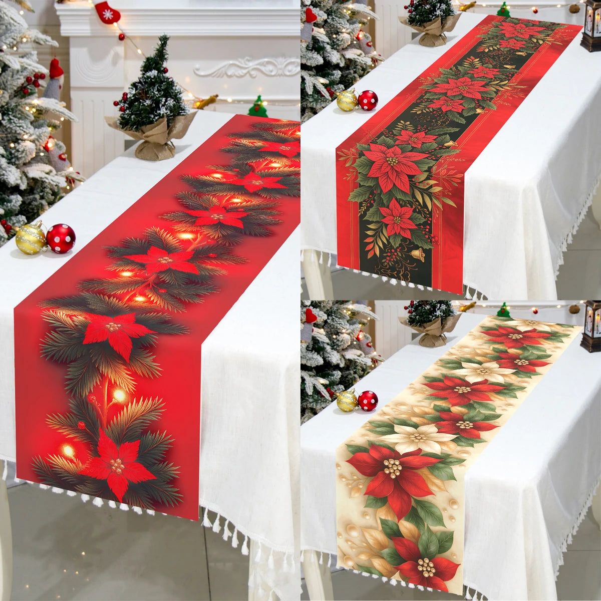Christmas Table Runner Merry Christmas Decoration for Home Xmas Party Decor 2025 Navidad Notal Noel Ornament Happy New Year 2