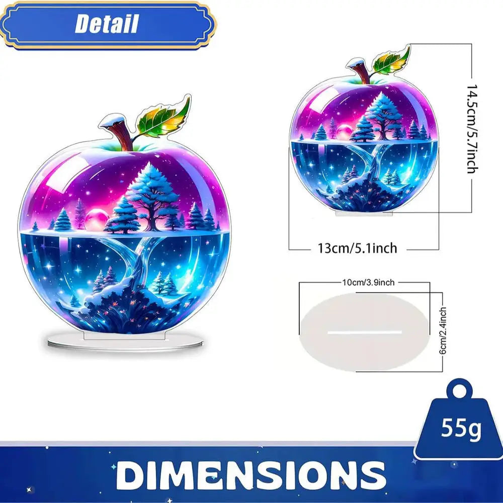 2D Acrylic Apple Landscape Desktop Decoration Ornament Home Living Room Entrance Tabletop Decoration Office Table Ornament - 