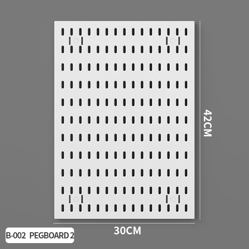 Home Study Storage Pegboard: Suitable for Displaying Figurines, Desk-Top Standing & Clip-On Storage for Furniture Items - Whi