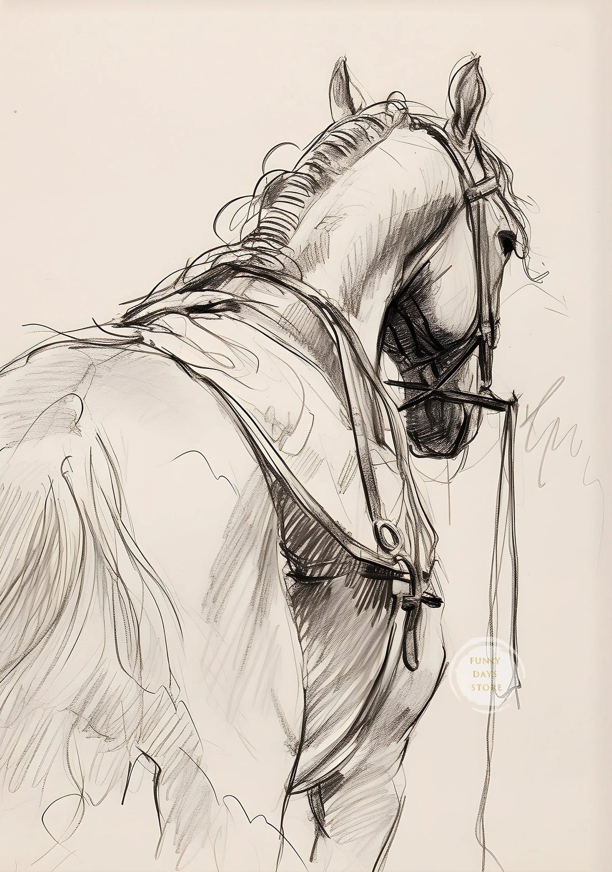 Vintage Polo Etching Horse Jockey Canvas Painting Print Antique Equestrian Farmhouse Animal Rustic Wall Art Room Home Decor -