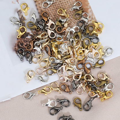 100pcs 10/12mm Alloy Lobster Clasps for DIY Handmade Chain Necklace Bracelets Pendants Jewelry Making Accessories - Multi Col