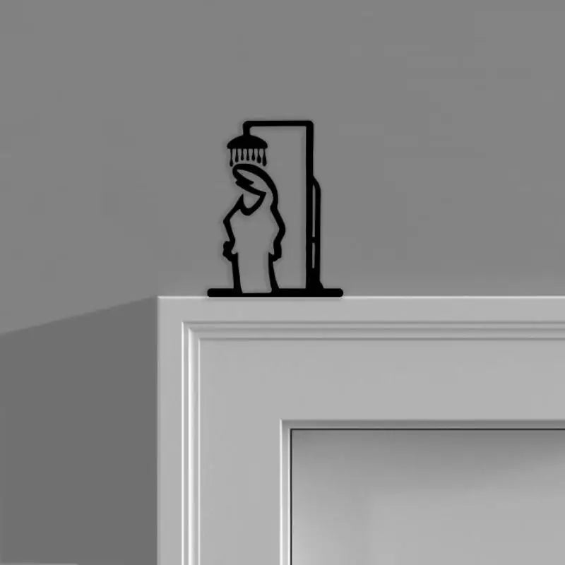 Black Shower Figure Wall Decoration Minimalist Line Metal Bathroom Sign Rustic Door Art Sign Funny Door Topper Home Decoratio