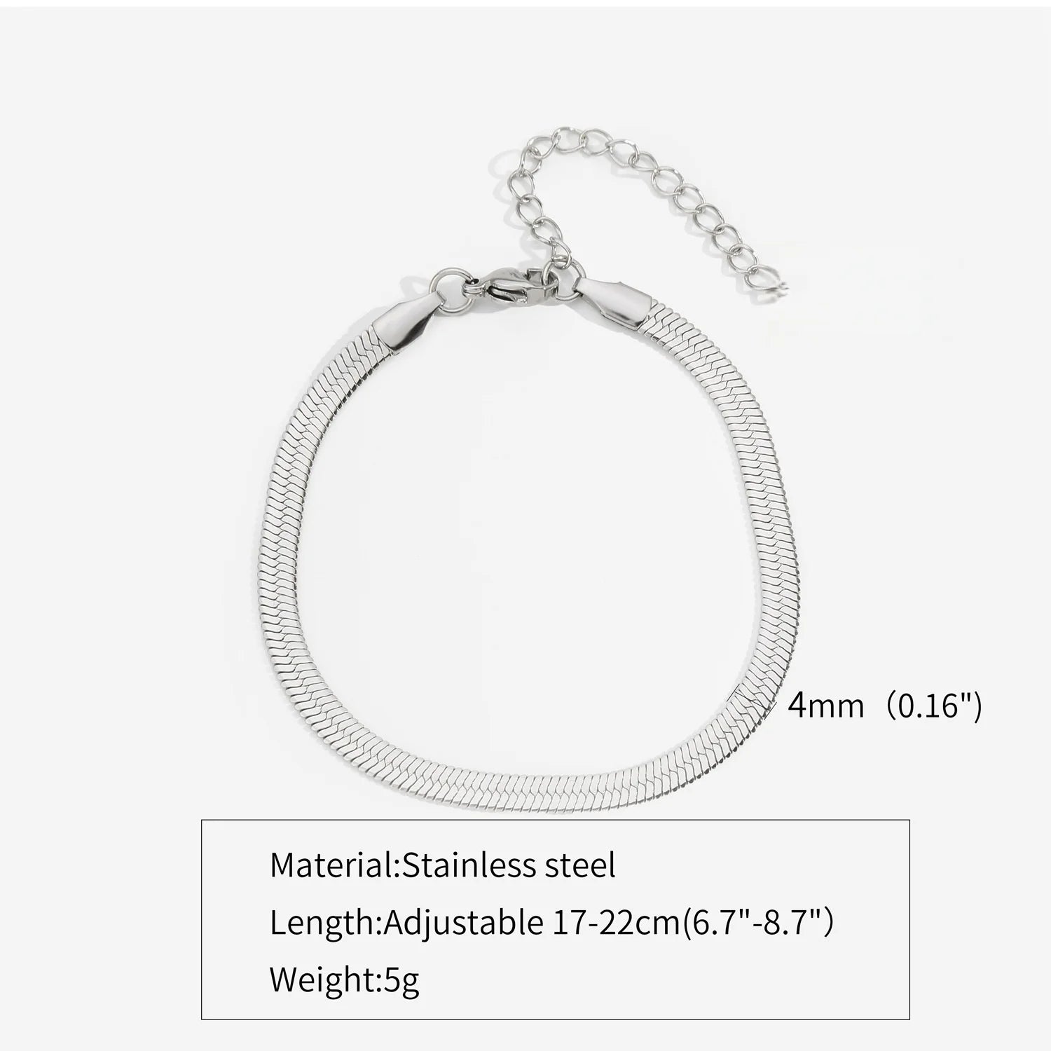 3mm Silver Color Stainless Steel Flat Chain Bracelet Simple Bracelet For Men Retro Jewelry Trendy Accessories Women Bracelet 