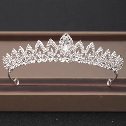 Bridal Baroque Rhinestones Crystal Tiaras Wedding Crown Hair Jewelry for Women Party Crowns Bride Accessory - Silver A