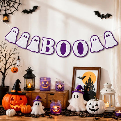 Halloween Felt Banner Garland Assorted Styles Hanging Bunting Flags for Party Home Wall Fireplace Mantel Decoration Supplies