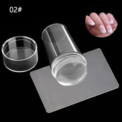 Nails Art Stamping Plates Kit French Manicure Design Plate Stamp Polish Stencil Template Seal Stamper Scraper Accessories Too