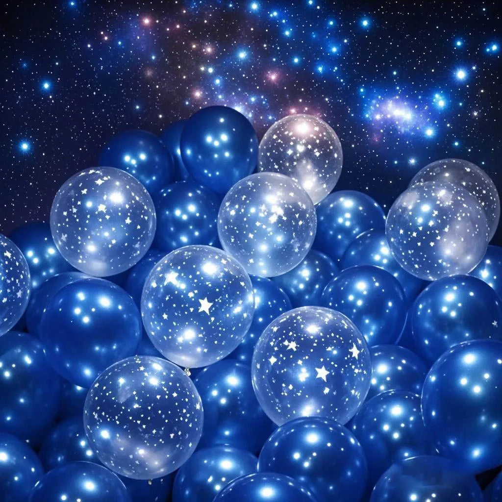 Metal Blue Thick Transparent Starry Sky Latex Helium Balloon Set for Birthdays Weddings Blue Theme Balloon Graduation Decorat