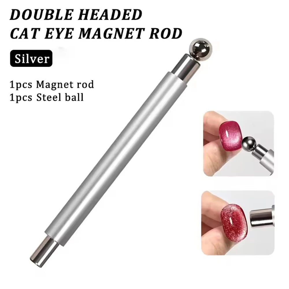 1/2Pcs Nail Cat Eye Magnetic Ball With Nail Magnetic Stick Tool Set Double-head Strong Magnet Pen 3D Cat Eye Gel Nail Supplie