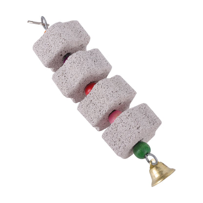 Stone Mineral for Ornament Parrot Pet Supplies Bird Cage Toy Grinding Stone Flower Shape Chew Bite Hang Style Parakeet Toy 1P