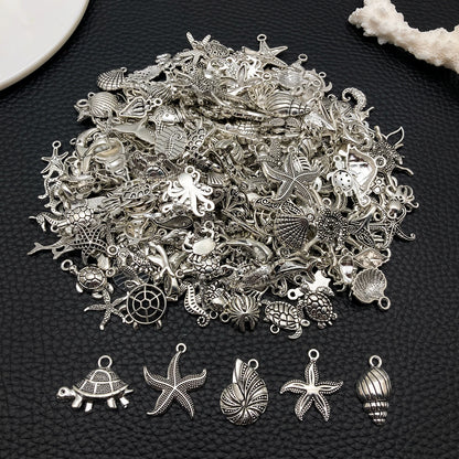 Mystic Ocean Charm Collection (20/50/100pcs) - Nautical DIY Jewelry Supplies in Aged Silver Finish