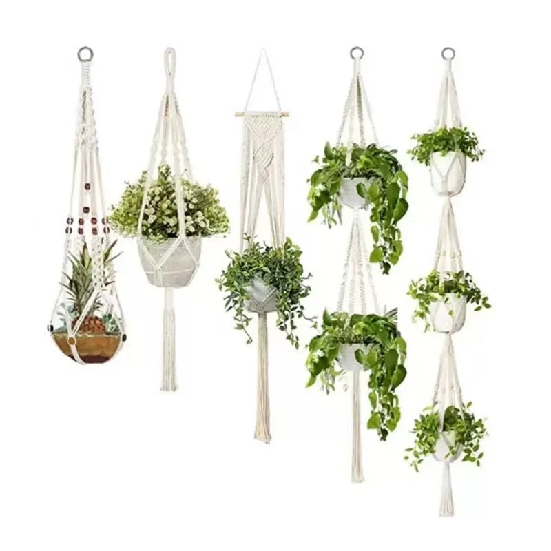 Hanging Plant Handmade Macrame Plant Hanger Flower Pot Planter Hanger Wall Decor Courtyard Garden Hanging Planter Hanging Bas