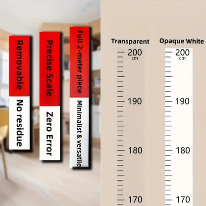 2m Wall Height Measurement Card - Easy-to-Read Durable PC Material Writeable & Removable Ideal for Room Decor Wall Decoration