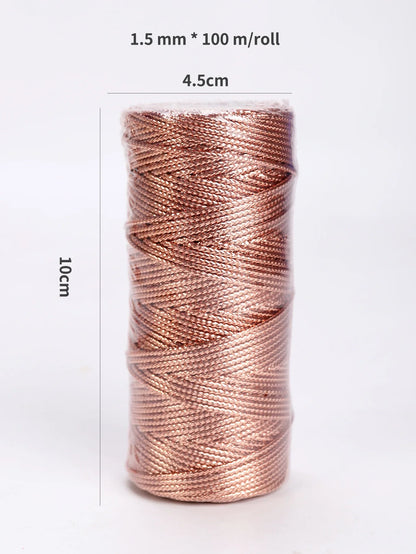 1.5mm 100M Gold Silver Macrame Cord Rope String for Sewing DIY Rope 100M Macrame Rope String for Sewing and Crafts Thread Twi