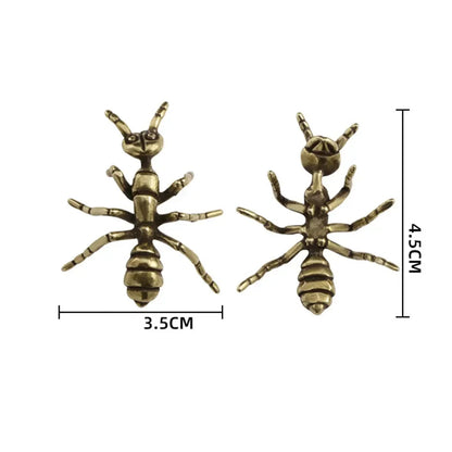 Brass Ant Figurines Miniature Simulation Insect Desk Ornament Table Tea Pets Antique Copper Crafts Home Decors