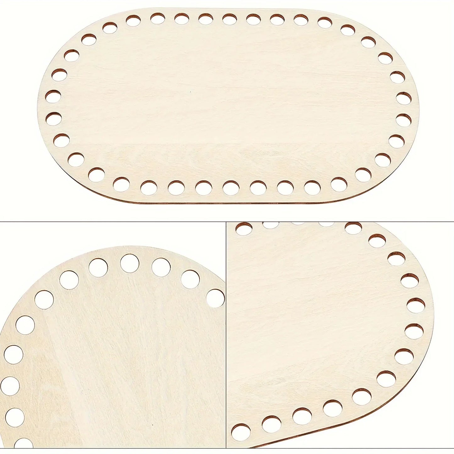 3pcs/set DIY Basket Weaving Supplies Oval Blank Solid Crochet Basket Wood Base Natural Wooden Basket Bottom for Craft Making