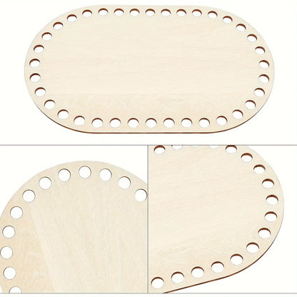 3pcs/set DIY Basket Weaving Supplies Oval Blank Solid Crochet Basket Wood Base Natural Wooden Basket Bottom for Craft Making