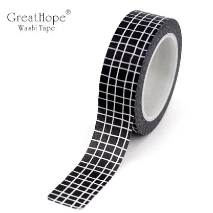 NEW 1PC 10M Decorative Black and White Japanese Washi Tape Set DIY Journaling Adhesive Moon Masking Tape Cute Stationery