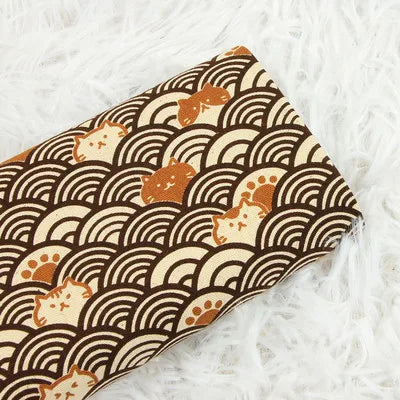 Half Yard Thicken Cotton Fabrics Soft Breeze Cat Curve Print, Handmade DIY Bag Cloth Material 100% Cotton CR-389