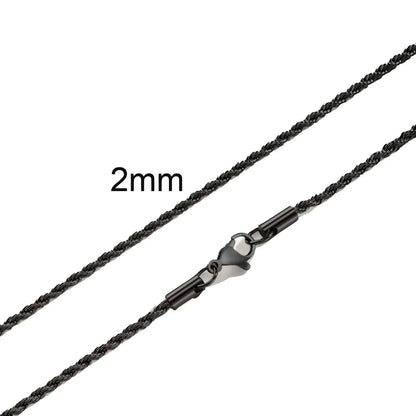 Punk Vintage Rope Chain Necklace for Men Women,Gold Color Stainless Steel Braided Twisted Chain,Hip Hop Casual Jewelry
