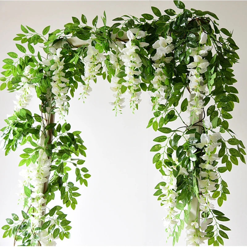 7ft 2m Flower String Artificial Wisteria Vine Garland Plants Foliage Outdoor Home Trailing Flower Fake Flower Hanging Wall De