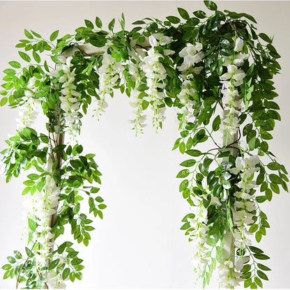 7ft 2m Flower String Artificial Wisteria Vine Garland Plants Foliage Outdoor Home Trailing Flower Fake Flower Hanging Wall De