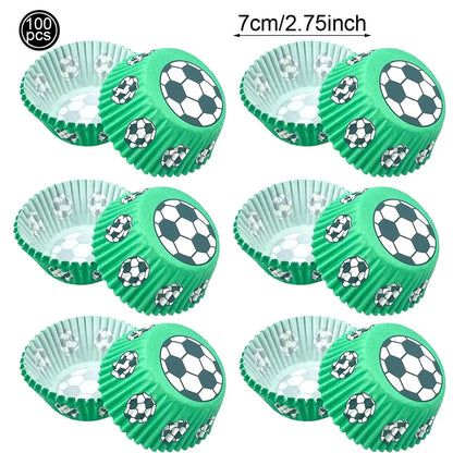 Soccer Theme Disposable Tableware Set Paper Plates Cups Napkins Tablecloth For Birthday Parties - YELLOW
