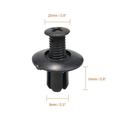 8mm Plastic Rivets Fasteners Screw Car Bumper Fender Black Rivet Car Fastener Clips for Toyota Focus Kia Nissan Yamaha