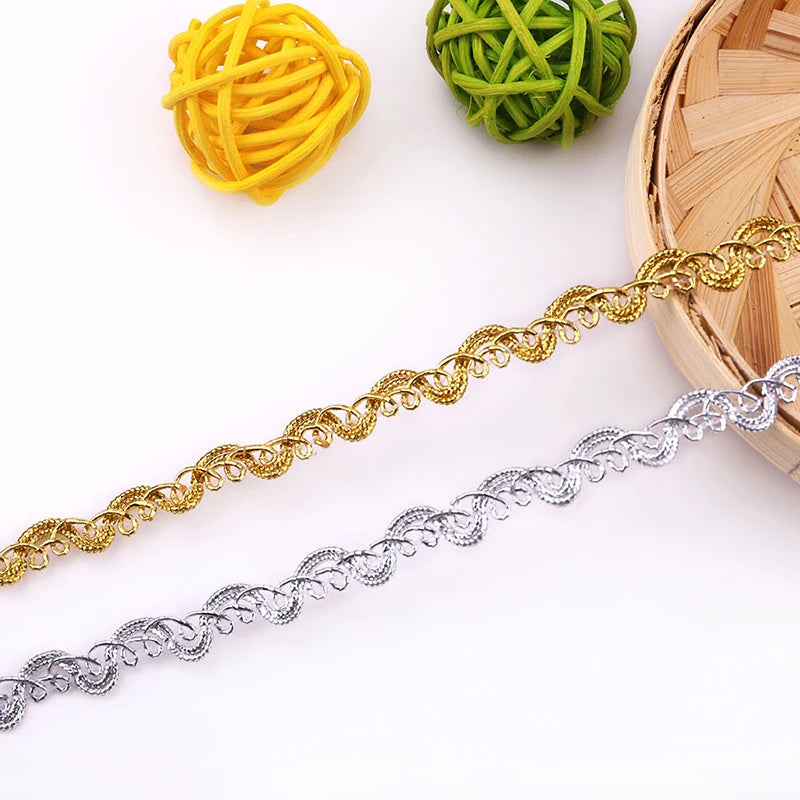2yards Gold and Silver Lace High Quality Clothing Sofa Curtain Home Textile DIY Sewing Accessories Trims Ribbon Lace