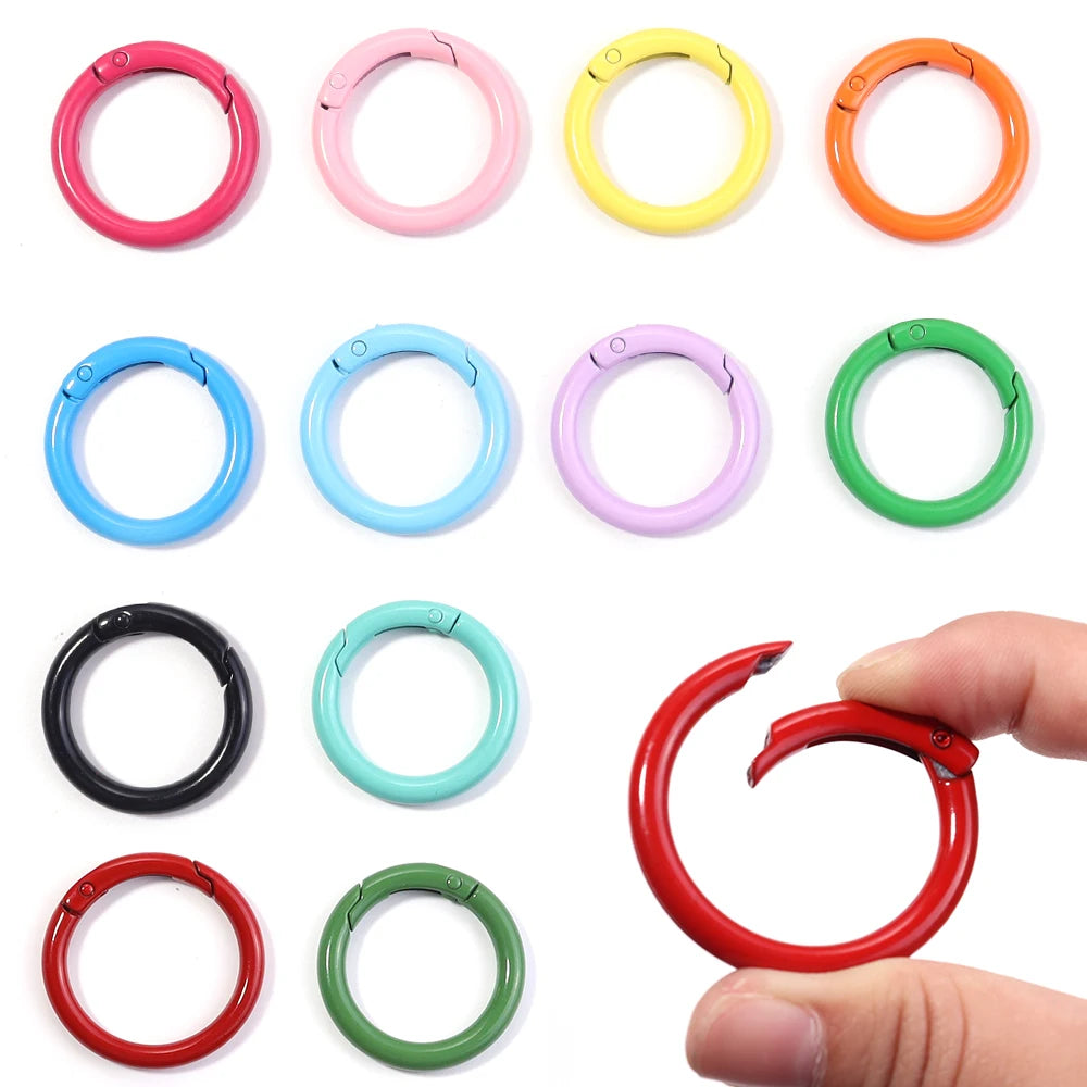 5-10pcs/lot Colorful Spring Clasps Openable Round Carabiner Keychain Bag Clips Hook Dog Chain Buckles Connector For DIY Jewel