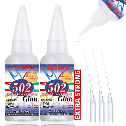502 Super Strong Quick-Drying Adhesive, Professionally Used for Daily Repair of Toy Plastics, Is White, Transparent and Odorl
