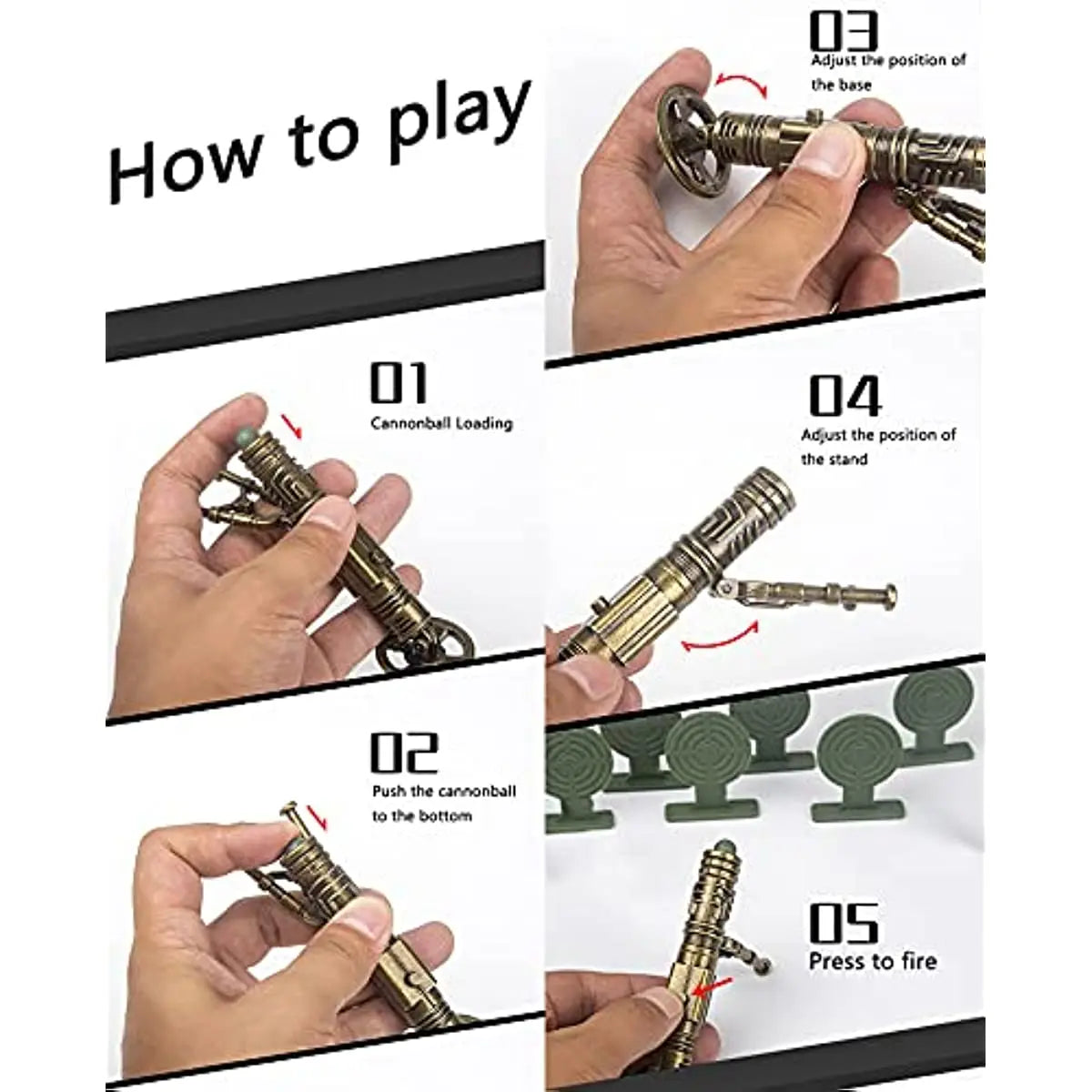 Military Weapons Toy, Fireable Mini Mortar Launcher Toys, Tabletop Decorations And Collectibles,Children Educational Toy, Gif