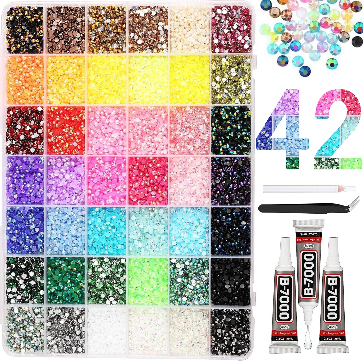 Resin Jelly Rhinestones Bedazzling Kit Flatback Crystals Flatback Gems for Diamond Art Diamond Art Kits for Adults - 42 Color