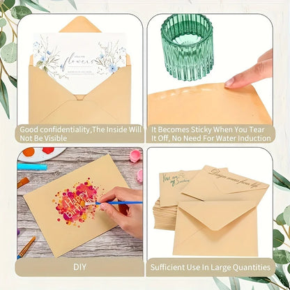 20/50pcs Premium Kraft Paper Envelopes - Perfect for DIY Greeting Cards, Wedding Invitations & Birthday Notes