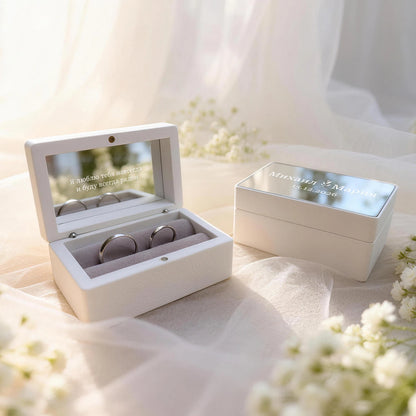 Custom Wedding Ring Box for 2 Rings Personalized Wedding Ring Box for Bride and Groom Before Church Ring Box for the Wedding
