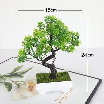 Garden Arrangement Ornaments Plastic Plants Bonsai Small Tree Pot Fake Plant Potted Flower Home Room Table Decoration - Green