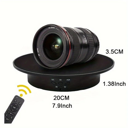 3 Speeds Electric Rotating Display Stand Mirror 360 Degree Turntable Jewelry Holder Battery/USB Power for Photography Shootin