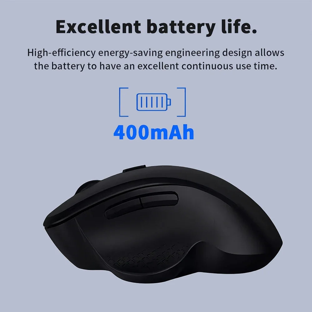 6 Button Ergonomic Mouse 2.4G Wireless Mouse Bluetooth Mouse 400mAh Rechargeable Gaming Mice 1600DPI Optical Mouse For PC Lap