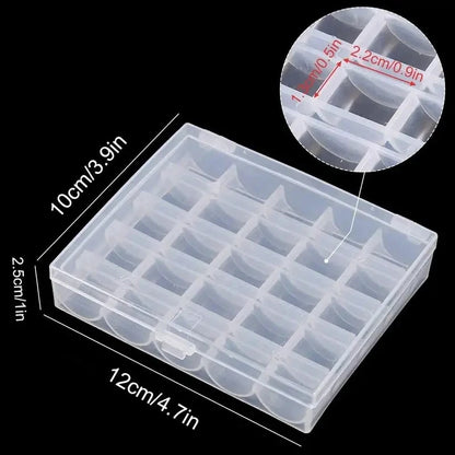 1pc Sewing Machine Bobbins Box, Empty Bobbin Storage Organizer, 25 Slots Transparent Plastic Storage Box For Home Sewing Acce