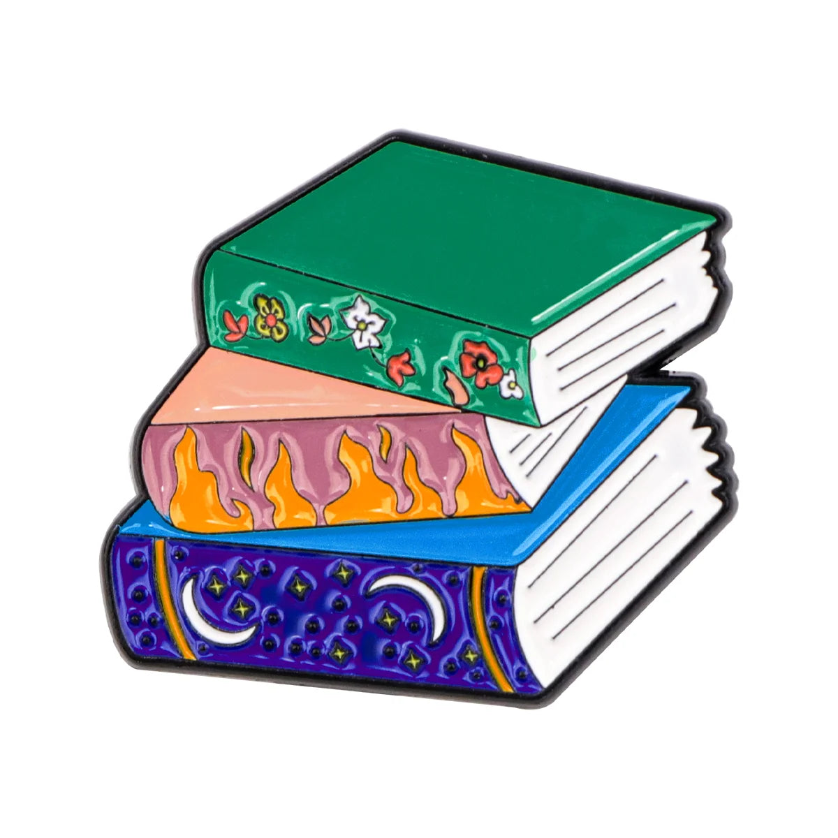 Book Lover Enamel Pin Cute Reading Themed Brooch "Just One More Chapter" Lapel Pins for Backpacks Bookworm Gift