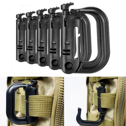 5Pcs Plastic D-Ring Tactical Carabiner Grimlock Lock Hard Hook Buckle Clip For Molle Webbing Accessories Backpack/Pouch/Bag/B