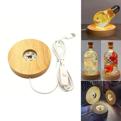 Wood Desktop Decorative Lights Light Base Night Light Wooden Led Usb Display Light Display Stand Lamp Holder Lamp Art Ornamen